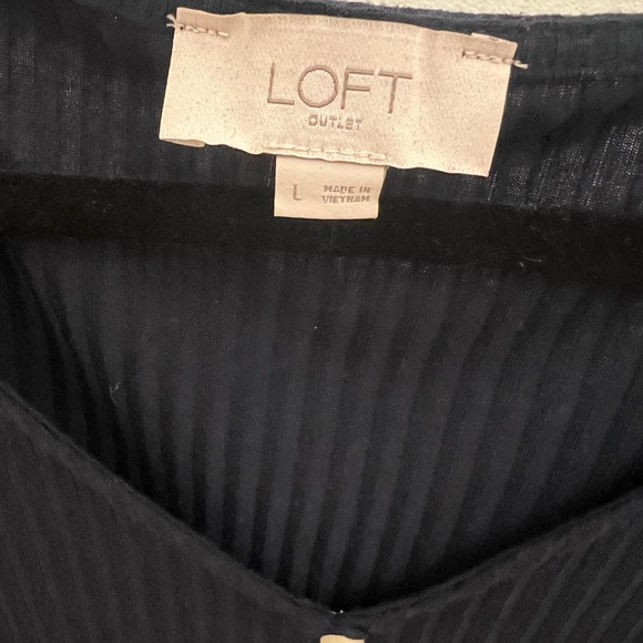 cozy knit LOFT pullover button down sweater, size L - Picture 2 of 3